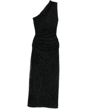 Maje One-Shoulder Rhinestone-Embellished Dress - Black