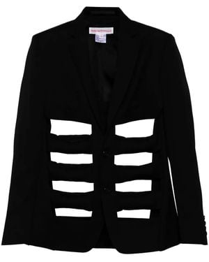 Walter Van Beirendonck Cut-Out Wool Blazer - Black