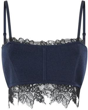 Pinko Lace-Trim Knitted Top - Blue