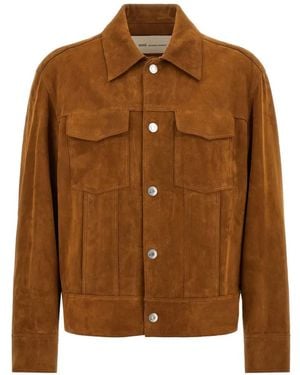 Ami Paris Ami De Coeur Goatskin Leather Jacket - Brown