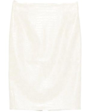 Des Phemmes Croc-Effect Longuette Skirt - White
