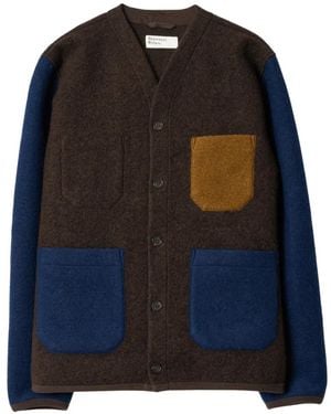 Universal Works Colour-Block Button-Up Cardigan - Blue
