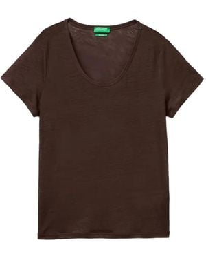 Benetton Scoop-Neck T-Shirt - Brown