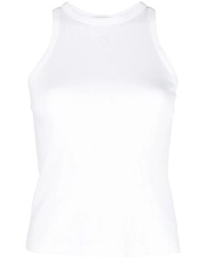 Sandro Logo-Embroidered Ribbed Tank Top - White