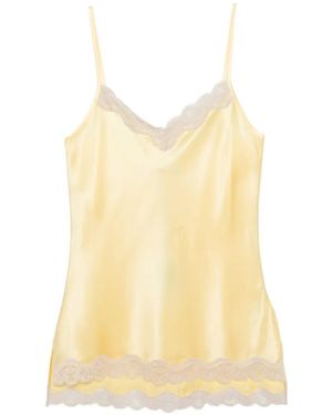 Max & Moi Lace-Trim Silk Top - Yellow