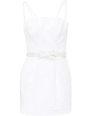 Elisabetta Franchi Jurk Met Bloemen En Ceintuur - Wit