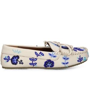 De Siena Shoes Arianna Bead-Embellished Floral Loafers - White