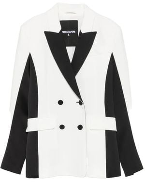 Patrizia Pepe Color-Block Double-Breasted Blazer - White