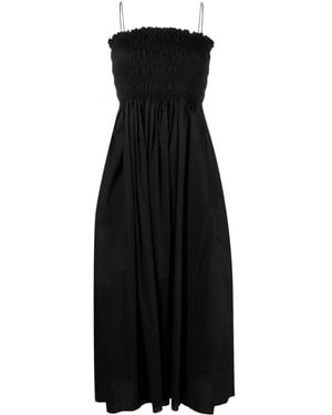Matteau Shirred-Panel Poplin Midi Dress - Black