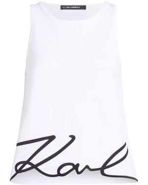 Karl Lagerfeld Signature タンクトップ - ホワイト