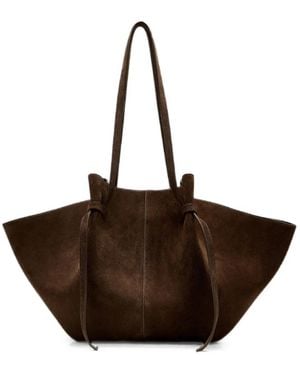 Yuzefi Mochi Tie-Detail Suede Tote Bag - Brown