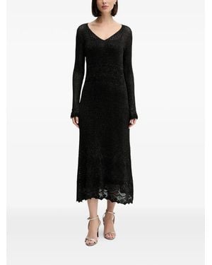 INTROPIA Robe En Maille Texturée À Col V - Noir