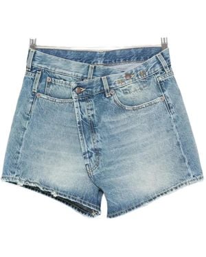 R13 Frayed Denim Shorts - Blue