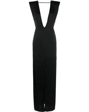 Maison Close V-Neck Satin-Weave Dress - Black