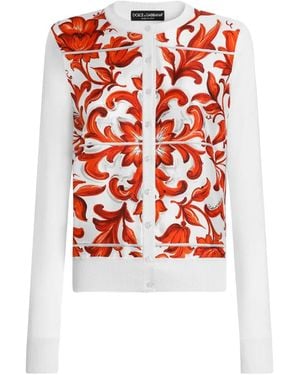 Dolce & Gabbana Maiolica-Print Cardigan - Red