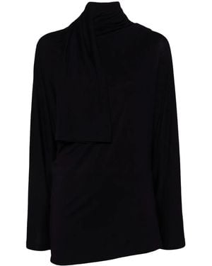 Issey Miyake Asymmetric Neck T-Shirt - Black