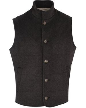 Barba Napoli Buttoned Padded Vest - Black