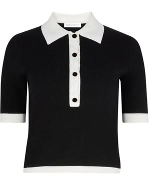 Nina Ricci Bi-color Buttoned Polo Top - Black