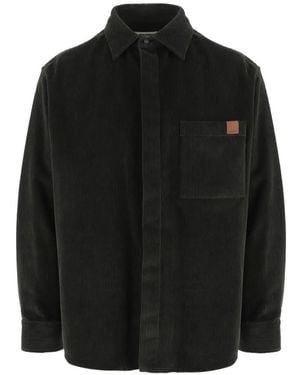 DARKPARK Chest-Pocket Corduroy Shirt - Black