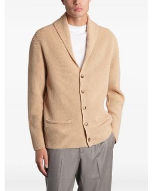 Ballantyne Shawl-Collar Ribbed-Knit Cardigan - Natural