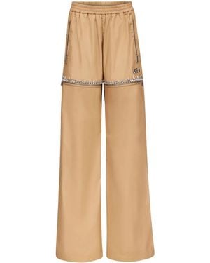 Area Crystal Slit Track Pants - Natural