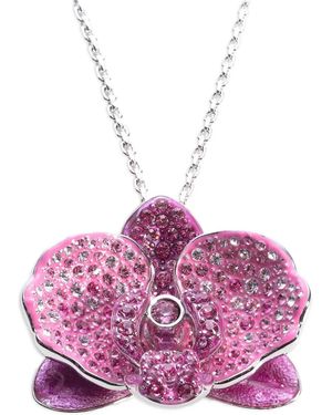 Swarovski Idyllia Orchid-Shape-Pendant Necklace - Pink