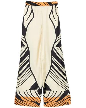 Raquel Diniz Graphic-Print Palazzo Trousers - Natural