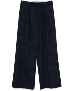 Philippe Model Wide-Leg Houndstooth Wool Trousers - Blue