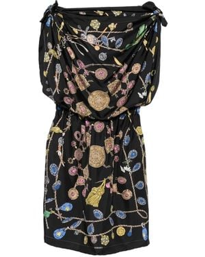 Versace Jewel-Print Silk Mini Dress - Black