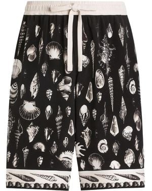 Dolce & Gabbana Seashell-Print Drawstring Shorts - Black