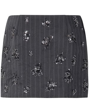 Jonathan Simkhai Pinstripe Embellished Mini Skirt - Black