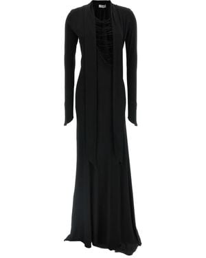 The Attico Lace-Up Maxi Dress - Black