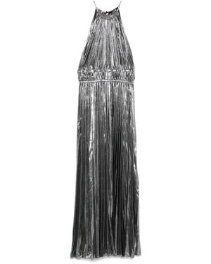 Maje Abito Plissettato Metallizzato - Grigio