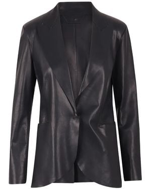Salvatore Santoro Notched-Lapels Leather Jacket - Black
