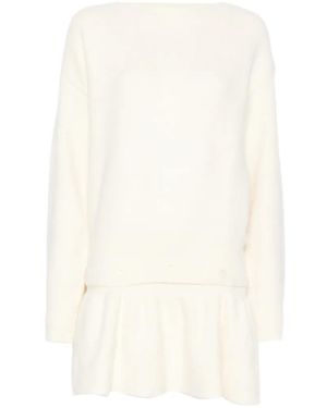 Source Unknown Corinth Peplum-Details Sweater - White