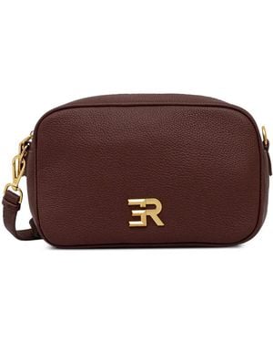ERMANNO FIRENZE Logo-Plaque Pebbled Shoulder Bag - Brown