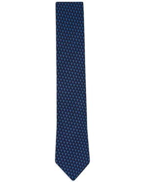 ZEGNA Palm-Tree-Print Silk Tie - Blue