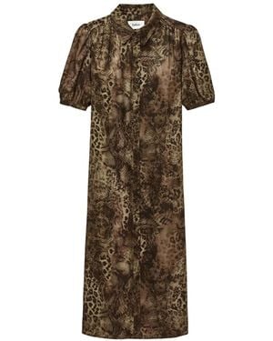 Ba&sh Corma Puff-Sleeve Midi Dress - Natural