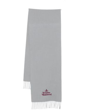 Vivienne Westwood Wool Fringed Scarf - Grey