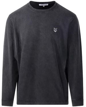 Maison Kitsuné Fox-Patch Long-Sleeve T-Shirt - Blue
