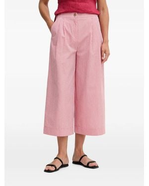 Benetton Striped-Pattern Wide-Leg Cropped Trousers - Pink