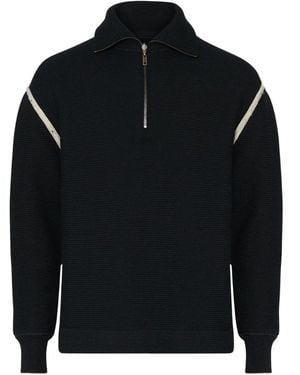 Maison Margiela Half-Zip Elbow-Patch Sweater - Black