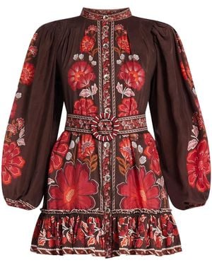 FARM Rio Floral-Print Mini Dress - Red