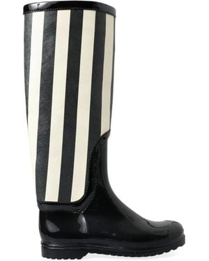 Dolce & Gabbana Striped Rubber Boots - Black