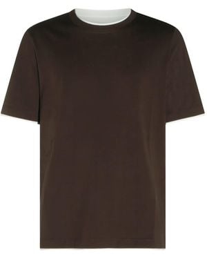 Brunello Cucinelli Layered-Trim Cotton T-Shirt - Black