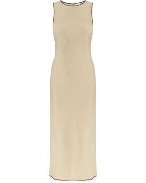Samsøe & Samsøe Contrast-Stitching Maxi Dress - Natural