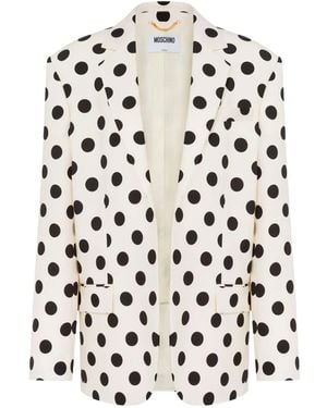 Moschino Polka-Dot Wool Blazer - White
