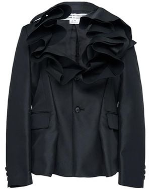 Comme des Garçons Single-Breasted Ruffled Blazer - Black