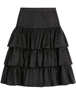 Valentino Garavani Satin Ruffle Skirt - Black