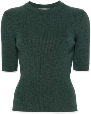 Thom Browne Contrasting-Trim Ribbed Sweater - Green